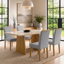 Ver imagem 1 de Conjunto Sala de Jantar 4 Lugares Retangular Tampo Vidro MDF 120x80cm Mesa e Cadeiras Lyra