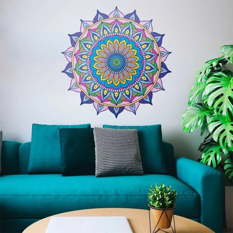 Adesivo de Parede New Mandala 19 Arte Destaque 0,75 X 0,75 Metros