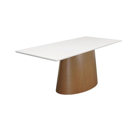 Mesa de Jantar Roma Retangular 135x90cm - Amêndoa - Tampo 135x90cm Branco/vidro Off-white