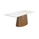 Ver imagem 1 de Mesa de Jantar Roma Retangular 135x90cm - Amêndoa - Tampo 135x90cm Branco/vidro Off-white