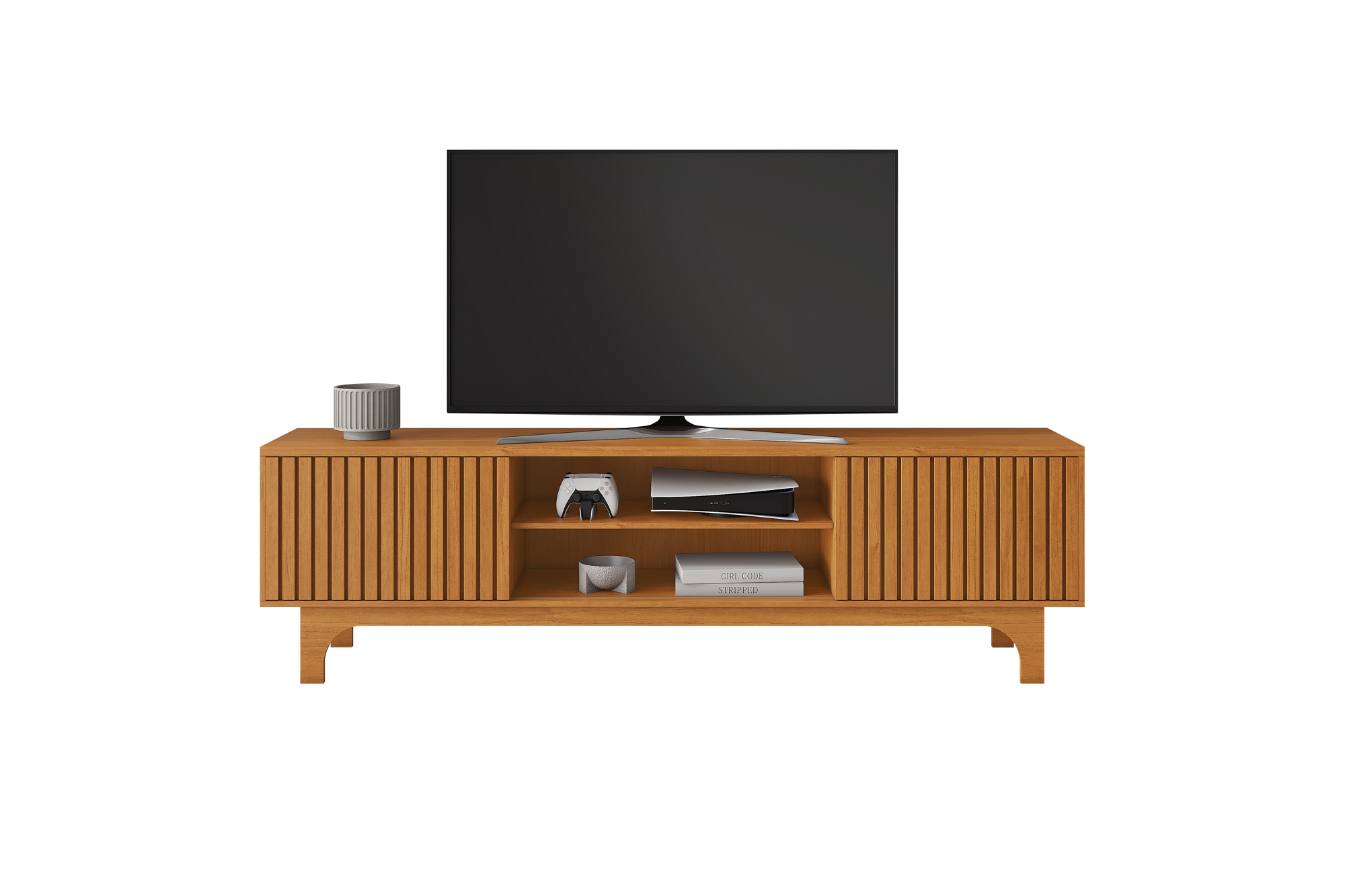 Rack para Tv 70 Polegadas Ripado 2 Portas Trunfo Cinamomo | MadeiraMadeira