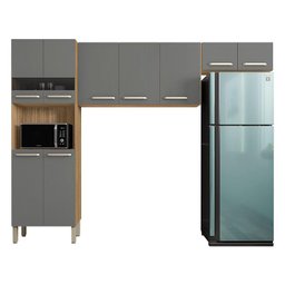 Kit Cozinha Ambiente Versalhes 3 Peças Freijó Gris - Kits Paraná - 2 Kit Cozinha Ambiente Versalhes 3 Peças Freijó Gris - Kits Paraná - 2