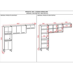 Kit Cozinha Ambiente Versalhes 3 Peças Freijó Gris - Kits Paraná - 4 Kit Cozinha Ambiente Versalhes 3 Peças Freijó Gris - Kits Paraná - 4