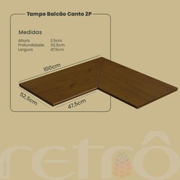 Tampo Balcão Retrô Canto 2p Nogueira - 2