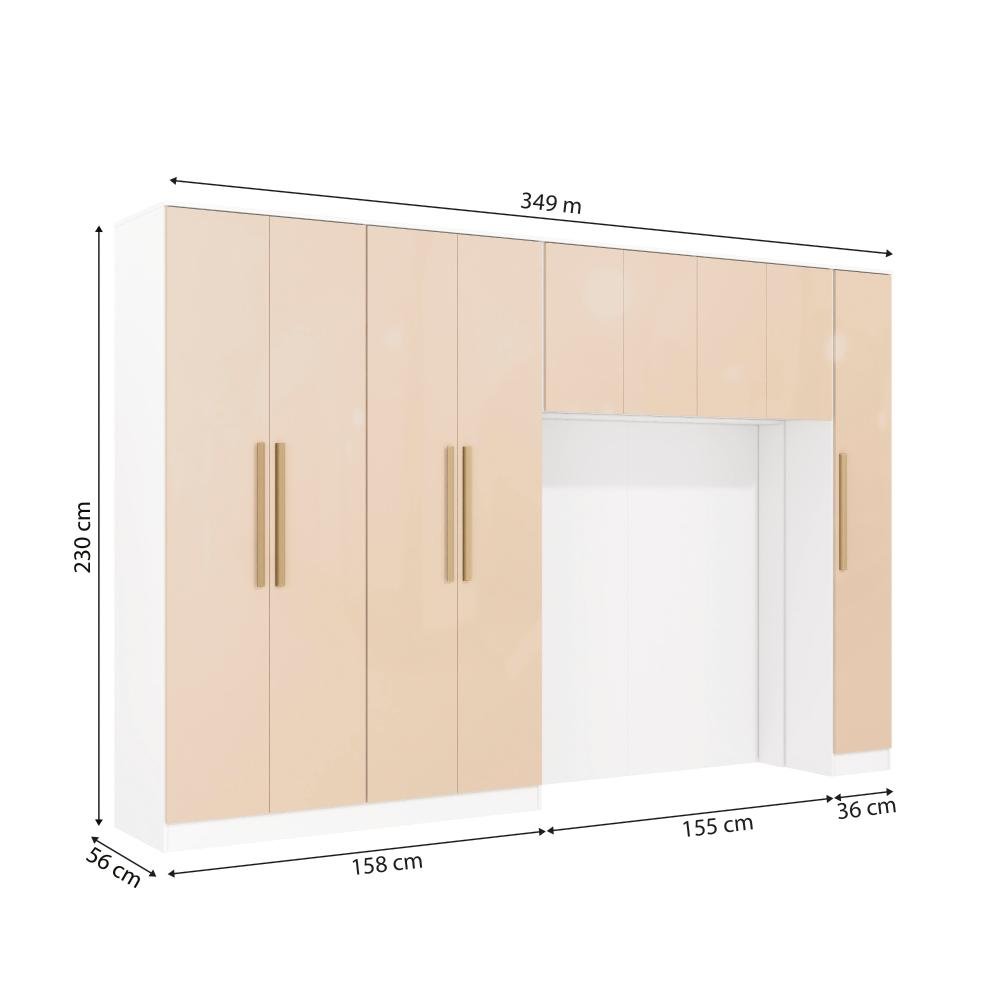 Quarto Modular Kappesberg Adapt Branco/macadâmia 5 Peças 349cm - 4