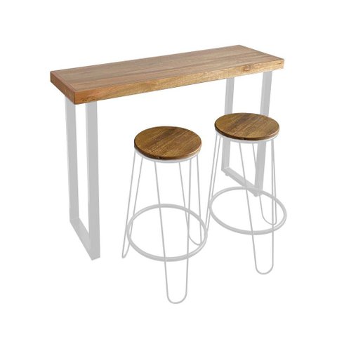 Bancada Gourmet 120cm com 2 Banquetas Industriais Guatemala Base Branca Branco