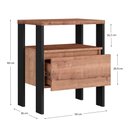 Ver imagem 4 de Mesa de Cabeceira 1 Gaveta Estilo Industrial Chess F04 Preto/Solanum - Mpozenato