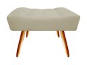 Ver imagem 3 de Kit Poltrona Decorativa Isis + Puff Retangular Couro Bege Pés Madeira Mz Decor