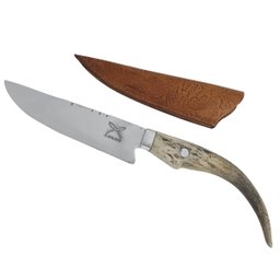 Faca Chifre de Cervo Natural Artesanal 6' Frios Carne Churrasco Aço Inox 420c - 1 Faca Chifre de Cervo Natural Artesanal 6' Frios Carne Churrasco Aço Inox 420c - 1