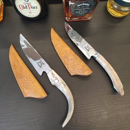 Faca Chifre de Cervo Natural Artesanal 6' Frios Carne Churrasco Aço Inox 420c - 3 Faca Chifre de Cervo Natural Artesanal 6' Frios Carne Churrasco Aço Inox 420c - 3