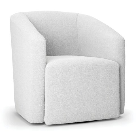 Poltrona Stella Max Bouclê Off White Base Giratória - D'Rossi