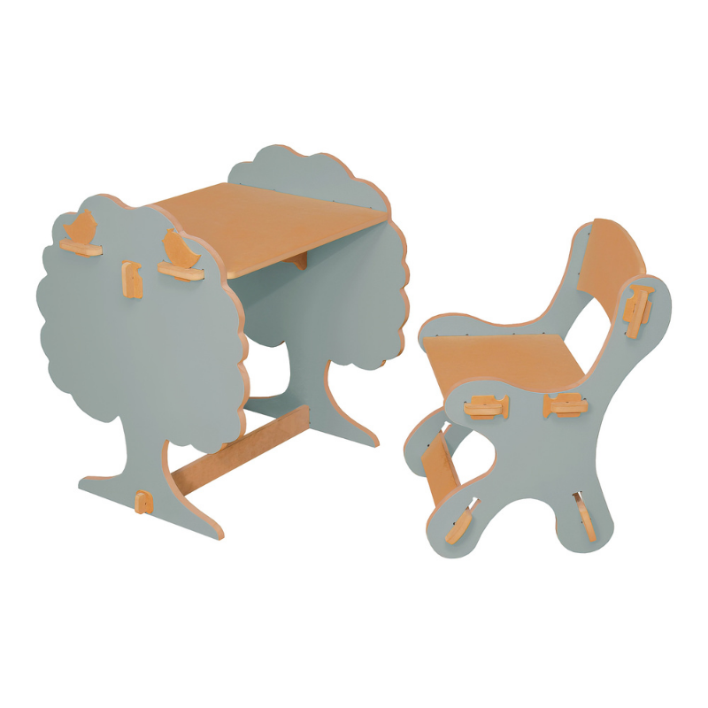 Mesa e Cadeira Infantil de Encaixe Natureza Azul - 1