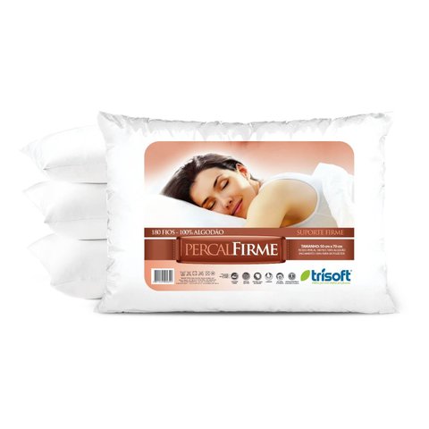Travesseiro 180 Fios 100% Algodão Percal Firme 50x70 Cor Branco Lansof Brasil Travesseiros 180 Fios