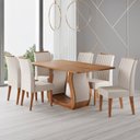 Ver imagem 1 de Conjunto para Sala de Jantar com 6 Cadeiras Inspirare Yescasa Bege/Mel