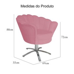 Poltrona Pétala com Pés Metal Giratórios Suede - 5