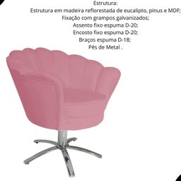 Poltrona Pétala com Pés Metal Giratórios Suede - 2