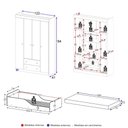Ver imagem 2 de Jogo de Quarto Infantil Minicama com Colchão Incluso e Guarda-Roupa Encanto Multimóveis MP4830