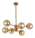 Ver imagem 2 de Lustre Moderno Pendente Nitrolux Pa-02 Dourado 6 Lampadas