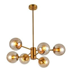 Lustre Moderno Pendente Nitrolux Pa-02 Dourado 6 Lampadas - 2 Lustre Moderno Pendente Nitrolux Pa-02 Dourado 6 Lampadas - 2