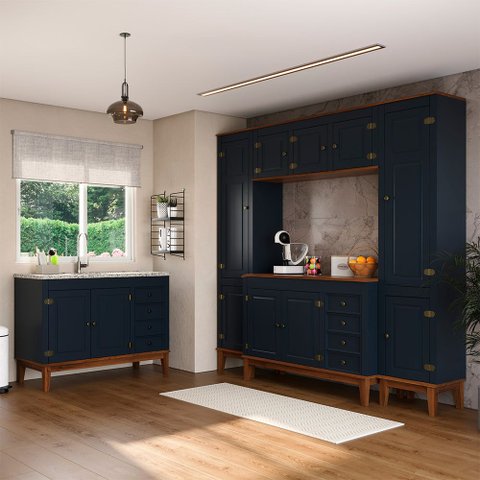 Cozinha Modulada 5 Peças - Azul Petróleo