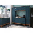 Ver imagem 1 de Cozinha Modulada 5 Peças - Azul Petróleo