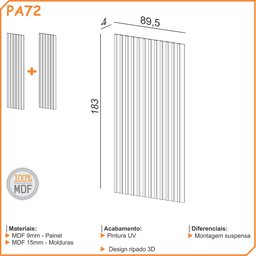 Painel Ripado 89,5cm X 183cm Pdl Freijó - 3