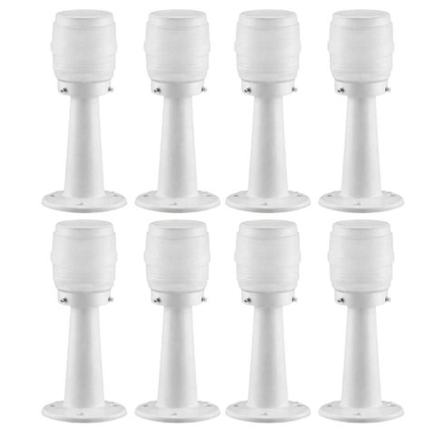 Kit 8 Balizadores Luminárias Branco Jardim com Globo Timoneiro Leitoso em Alumínio e Termoplá