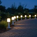 Ver imagem 3 de Kit 8 Balizadores Luminárias Branco Jardim com Globo Timoneiro Leitoso em Alumínio e Termoplá