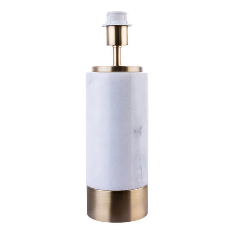 Base para Abajur Marmo Dourado e Branco (d)12cm (a)39cm 1xe27 40w - Gl001gw