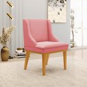 Ver imagem 2 de Kit 3 Cadeiras Decorativas Sala de Jantar Base Fixa de Madeira Firenze Suede Rose/Castanho G19 - Gra