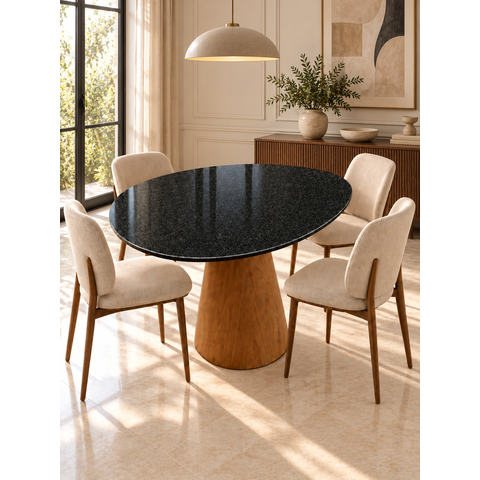 Mesa de Jantar Orgânica Prune Mármore São Gabriel 120x106cm Cone Freijó