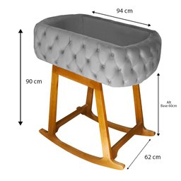 Mini Berço Moises de Balanço Portátil para Bebê Cinza - 2