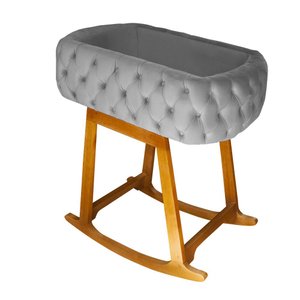 Mini Berço Moises de Balanço Portátil para Bebê Cinza