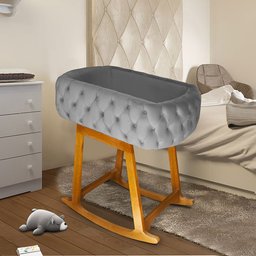 Mini Berço Moises de Balanço Portátil para Bebê Cinza - 3