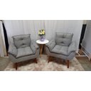 Ver imagem 1 de Kit 02 Poltrona Decorativa Opala Suede Cinza Claro -Pandora Decor