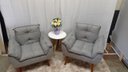 Ver imagem 2 de Kit 02 Poltrona Decorativa Opala Suede Cinza Claro -Pandora Decor