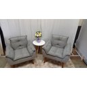 Ver imagem 2 de Kit 02 Poltrona Decorativa Opala Suede Cinza Claro -Pandora Decor