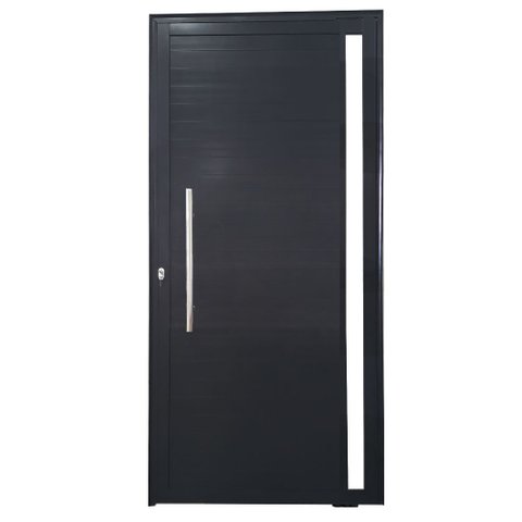 Porta Pivotante de Alumínio Preto com Puxador e Vidro Linha Veneza:Direita/ 210 x 100