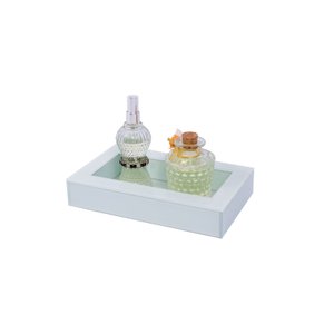 Bandeja Lavabo Banheiro Vidro Branco Luxo 25X15