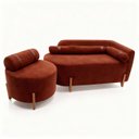 Ver imagem 1 de Kit Sofá e Poltrona Remi Orgânica Elegante Moderno para Sala Estúdio Linho Trento