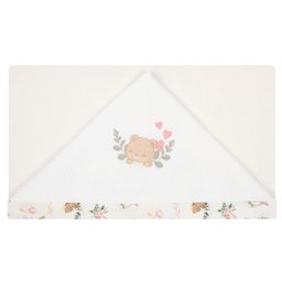 Toalha de Banho Bebê Ursinhos Bege 87x88 Cm - Hug - 1