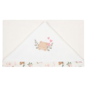 Toalha de Banho Bebê Ursinhos Bege 87x88 Cm - Hug
