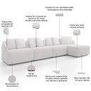Ver imagem 4 de Sofá 5 Lugares com Chaise Direito Sala Living 388cm Arlo F04 Bouclê Branco - Lyam Decor