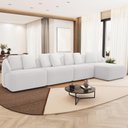 Ver imagem 1 de Sofá 5 Lugares com Chaise Direito Sala Living 388cm Arlo F04 Bouclê Branco - Lyam Decor
