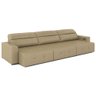 Sofá Retrátil 4 Lugares 284cm 3 Módulos Nero com USB Couro Bege G52 - Gran Belo - 2