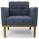 Ver imagem 6 de Poltrona Decorativa Base Madeira Castanho Ana Suede Azul Marinho - Ibiza