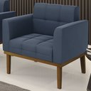 Ver imagem 2 de Poltrona Decorativa Base Madeira Castanho Ana Suede Azul Marinho - Ibiza