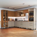 Ver imagem 1 de Cozinha Completa Munique 16 Portas 7 Gavetas com Vidro Freijó/camurça - Indékes