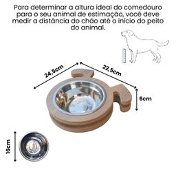 Comedouro Elevado Pet Cachorro Mdf Au - Au - Inox - 3