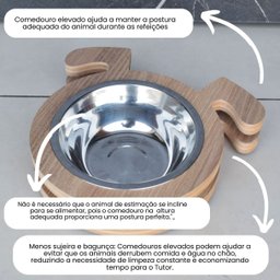 Comedouro Elevado Pet Cachorro Mdf Au - Au - Inox - 4